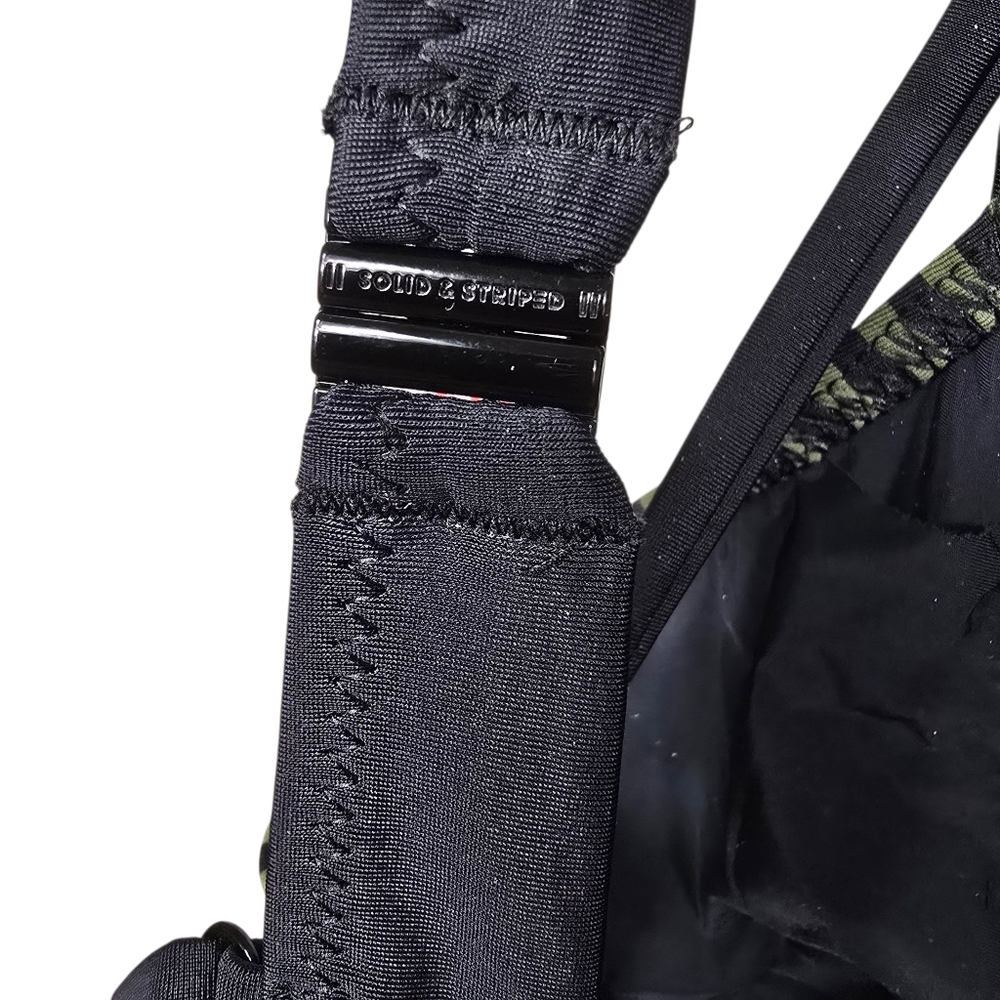 Solid & Striped Green Black Stripes Bikini Top Sw… - image 5